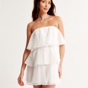 Organza tiered strapless minidress